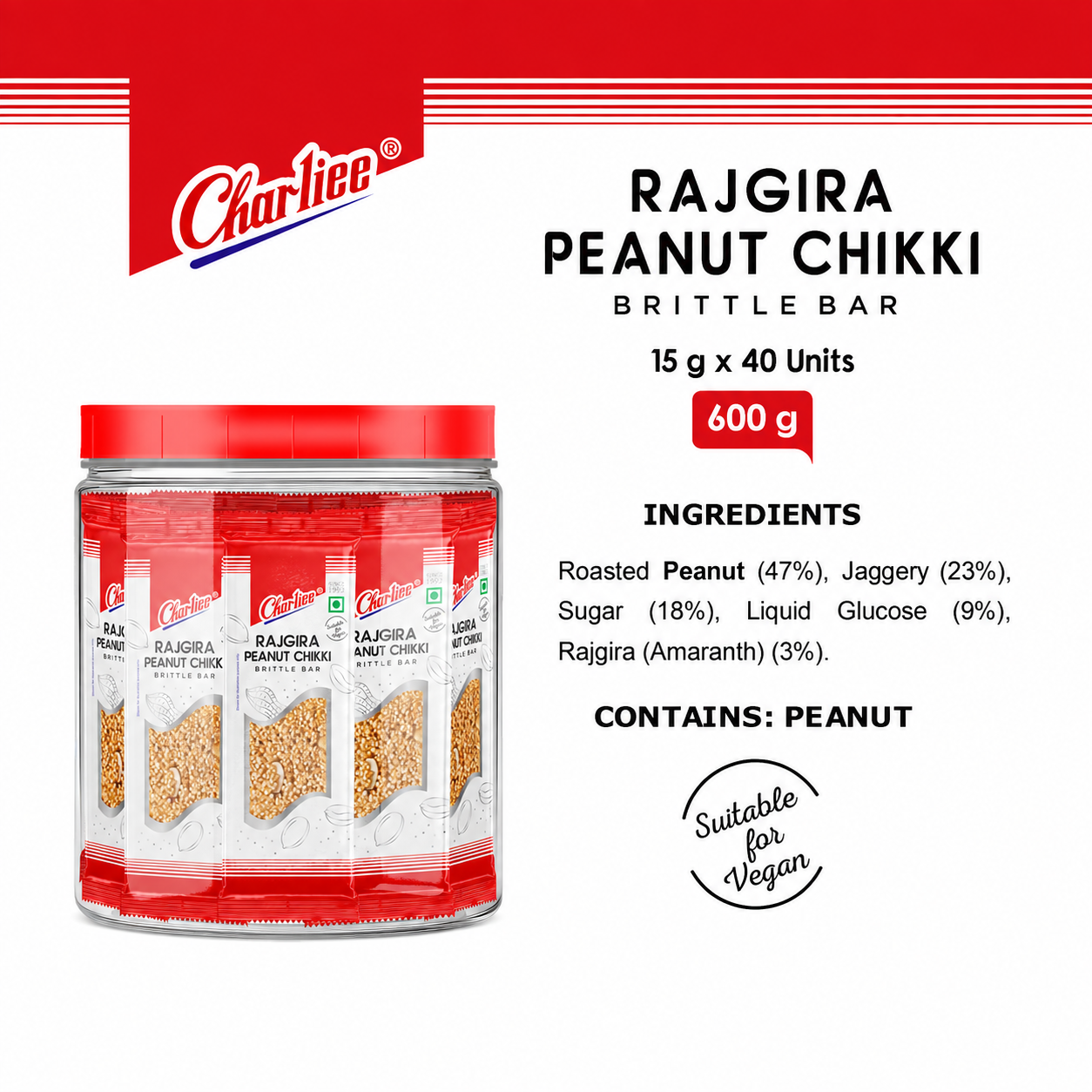 Rajgira Peanut Chikki Jar (15 g * 40 Units)