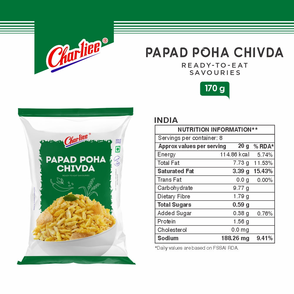 Charliee Papad Poha Chivda 170 g - ingredients