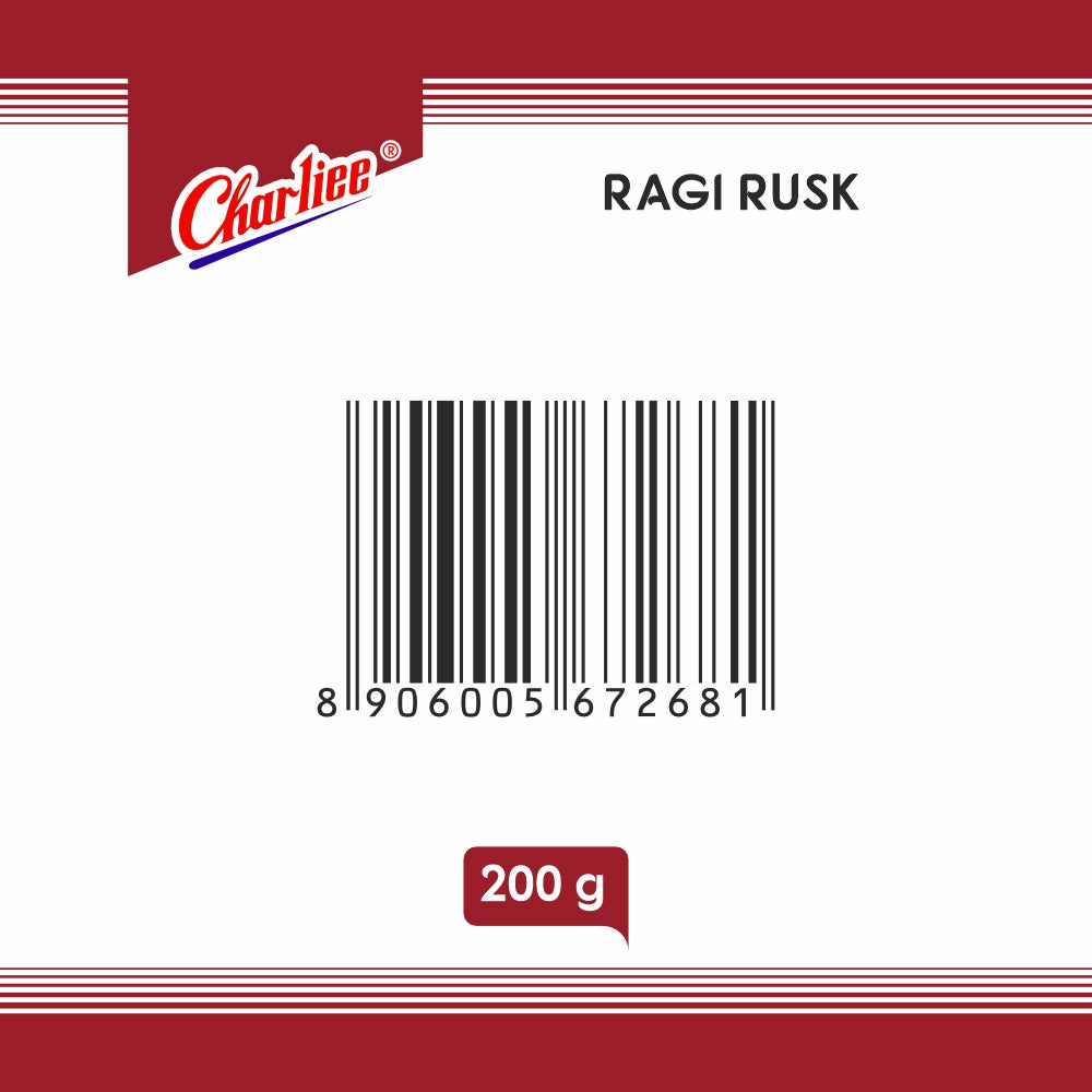 Charliee Ragi Rusk 200 g - FSSAI and address