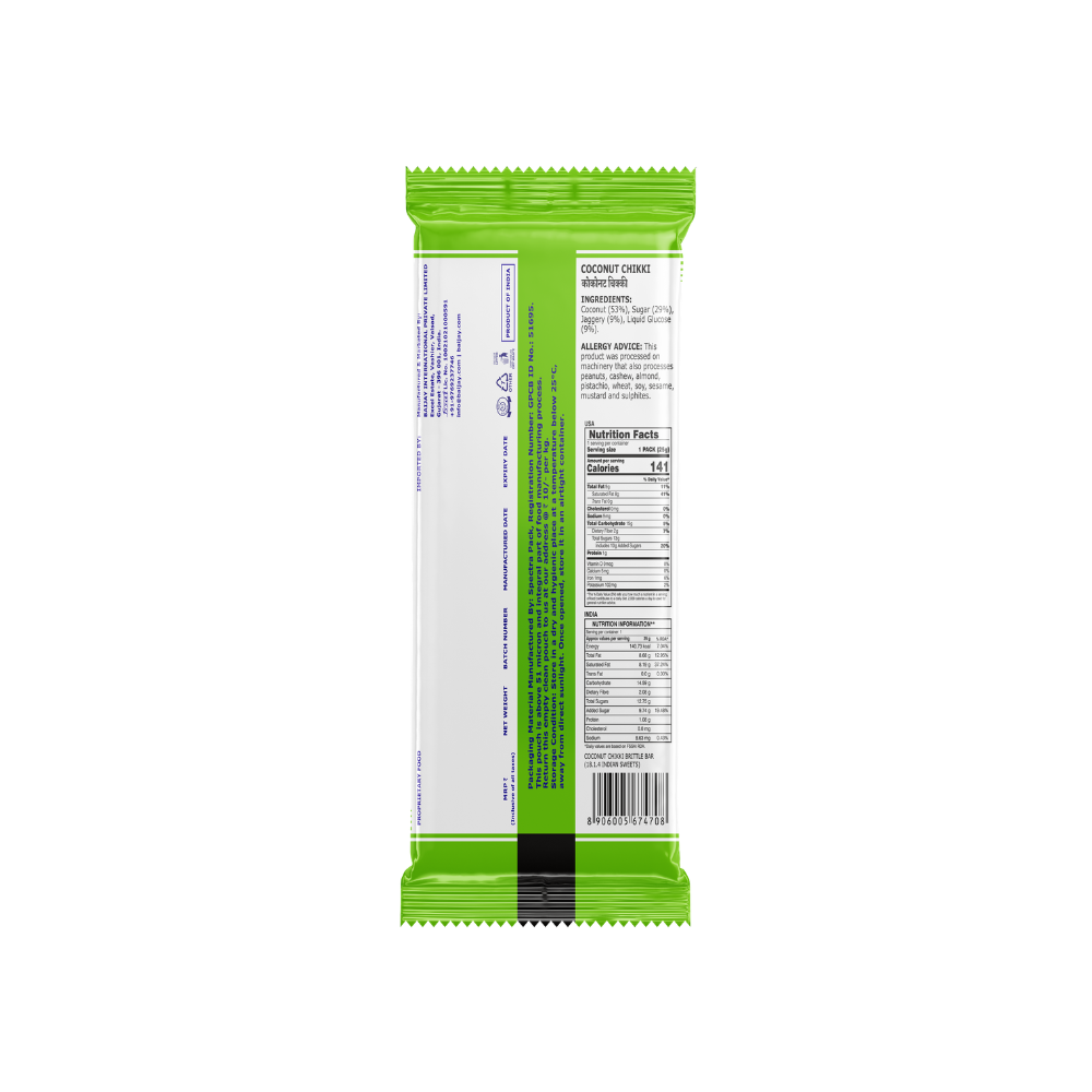 Coconut Peanut Chikki (25 g * 20 Units) - 01