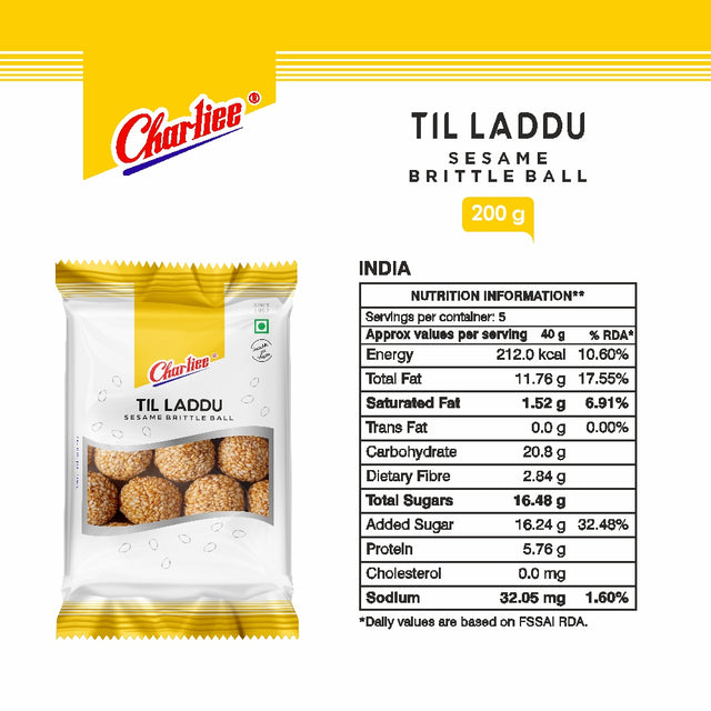 Charliee Til Laddu 200 g - nutrition information
