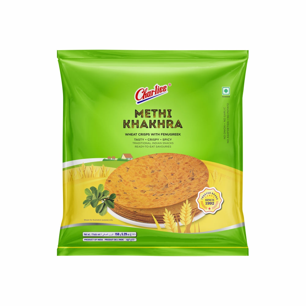 Charliee Methi Khakhra Round 150 g - front of pack
