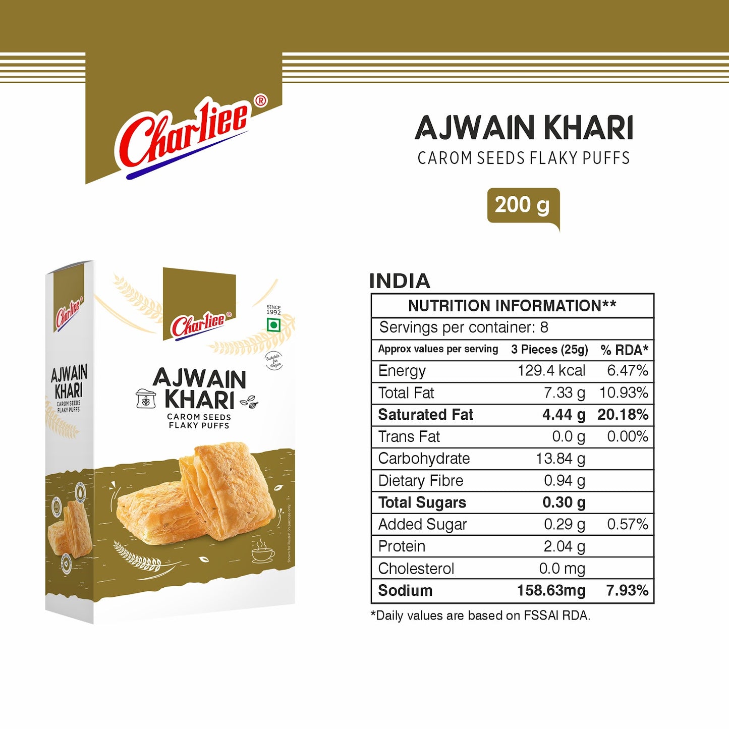Charliee Ajwain Khari 200 g - ingredients