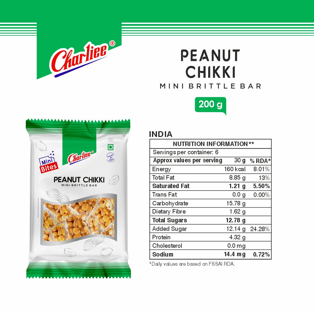 Peanut Chikki - Mini Bites 200 g - nutrition information