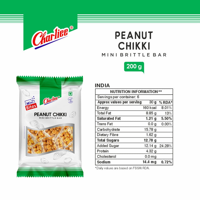 Peanut Chikki - Mini Bites 200 g - nutrition information