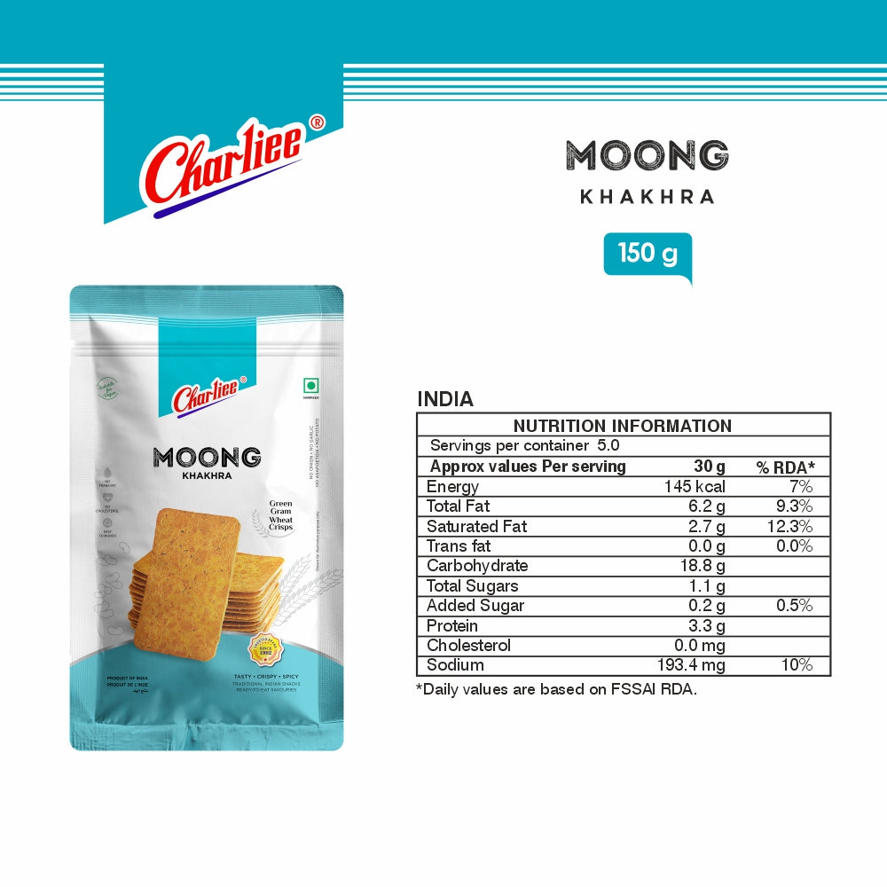 Charliee Moong Khakhra 150 g - ingredients