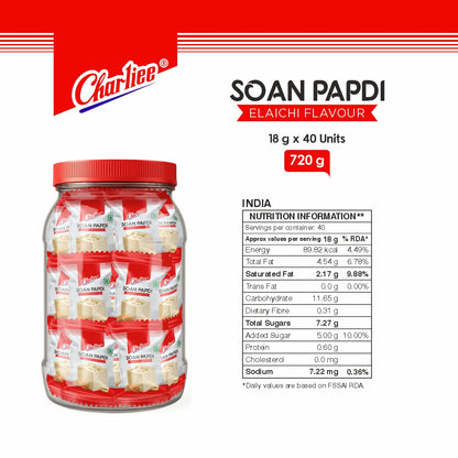 Charliee Soan Papdi Elaichi Flavour Jar - nutrition information
