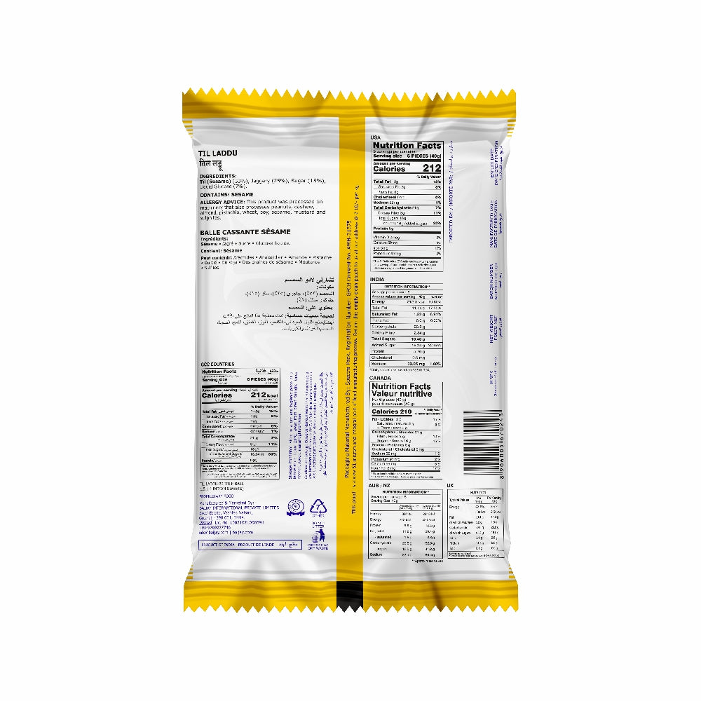 Charliee Til Laddu 200 g - back of pack
