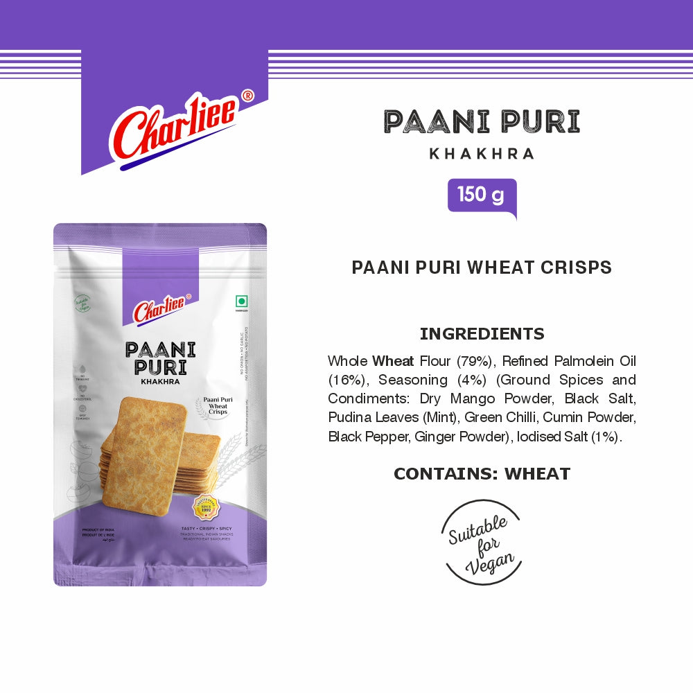 Charliee Paani Puri Khakhra 150 g - ingredients