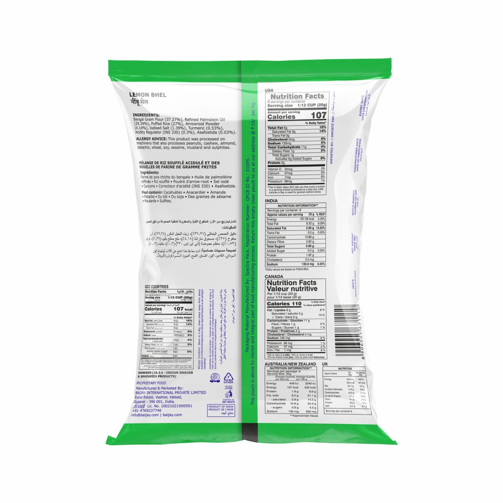 Lemon Bhel 170 g - back of pack