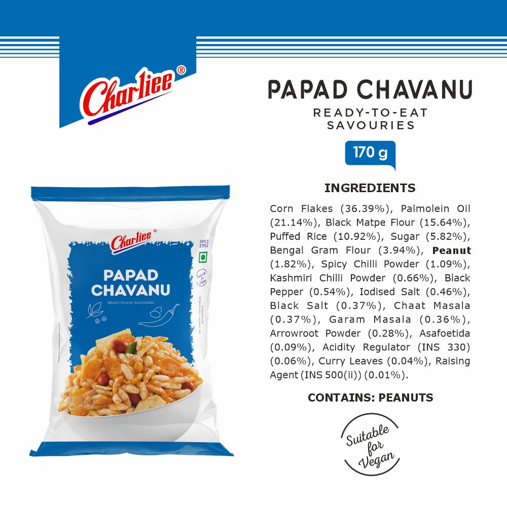 Charliee Papad Chavanu 170 g - ingredients