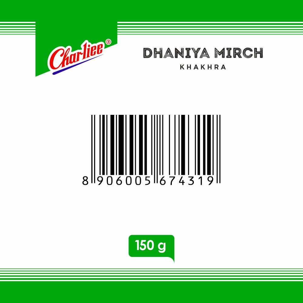Charliee Dhaniya Mirch Khakhra 150 g - barcode