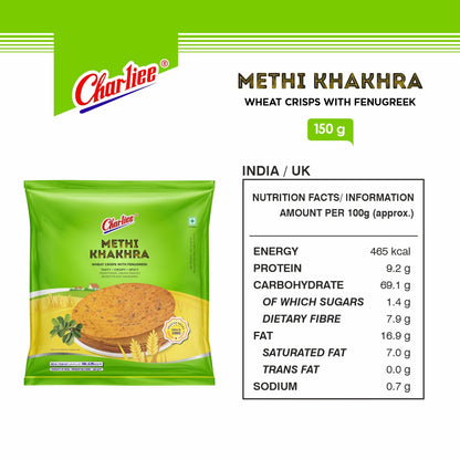 Charliee Methi Khakhra Round 150 g - nutrition information