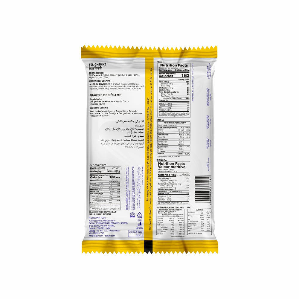 Til Chikki - Mini Bites 200 g - back of pack