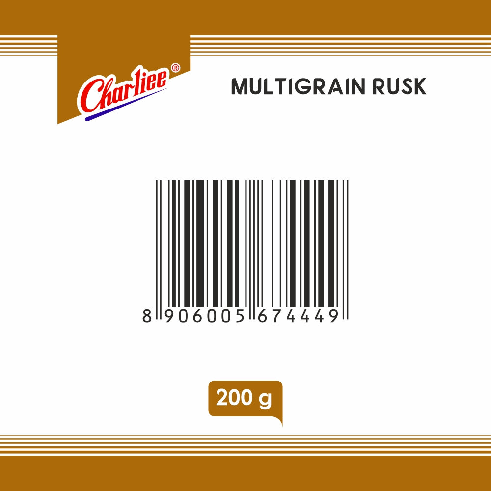 Charliee Multigrain Rusk 200 g - FSSAI and address