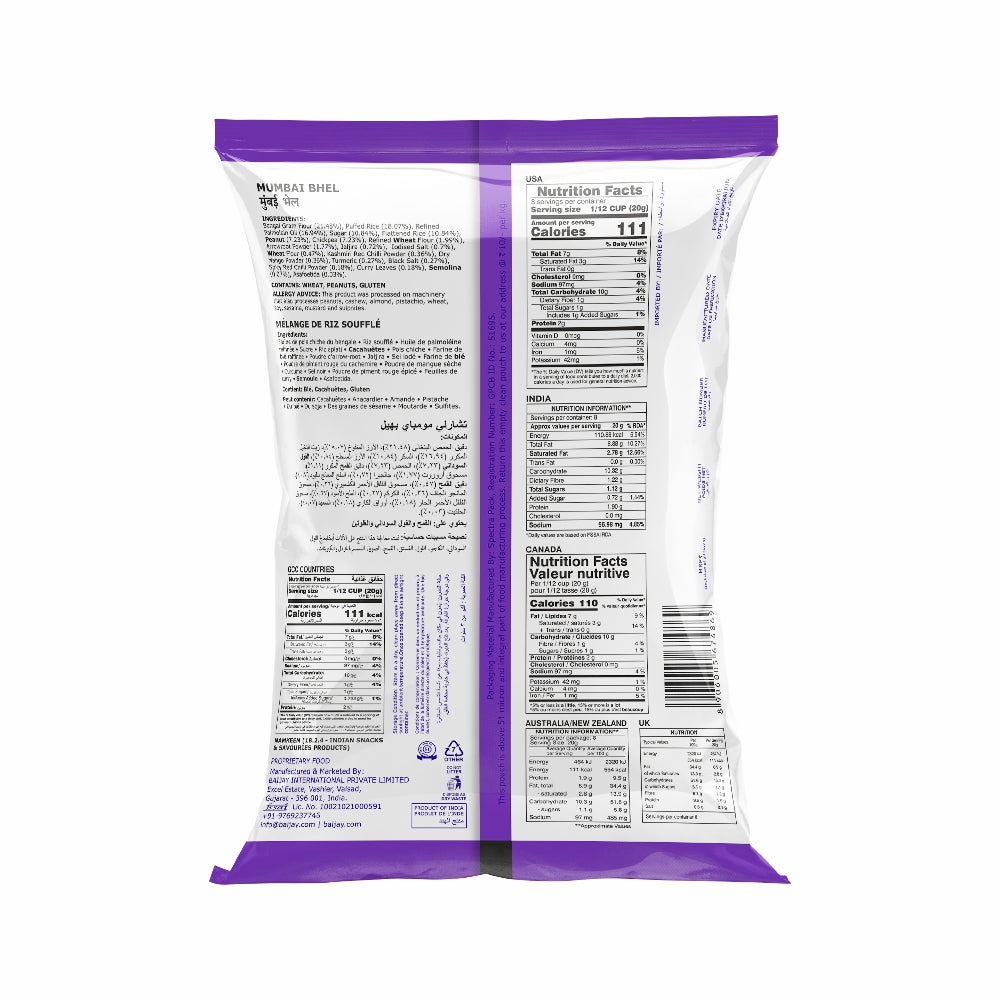 Charliee Mumbai Bhel 170 g - back of pack