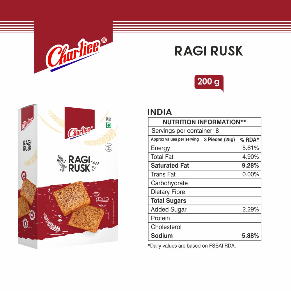 Charliee Ragi Rusk 200 g - ingredients