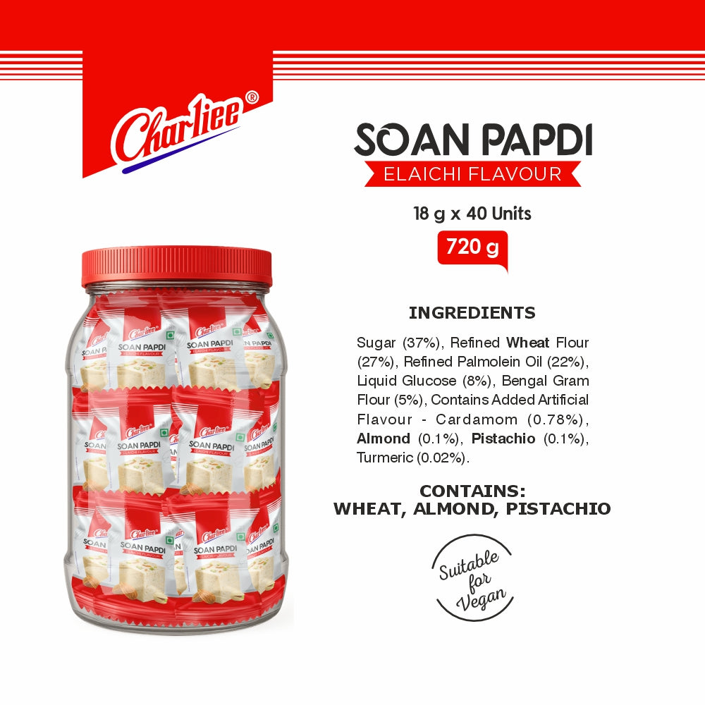 Charliee Soan Papdi Elaichi Flavour Jar - ingredients