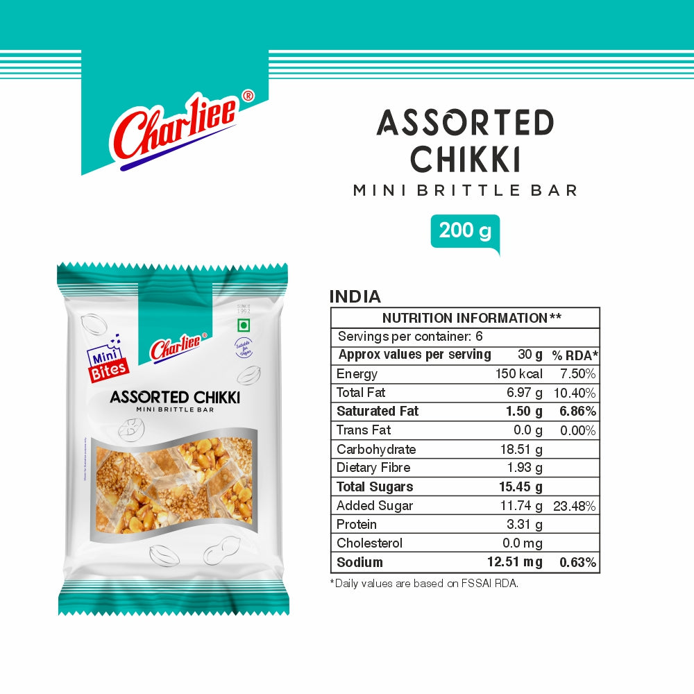 Assorted Chikki - Mini Bites 200 g - nutrition information