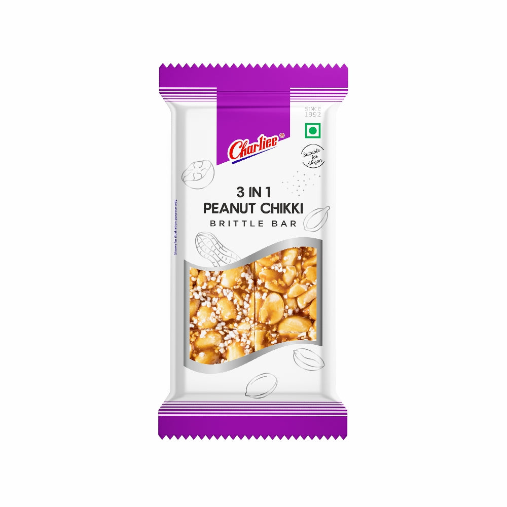 Charliee 3 in 1 Peanut Chikki 100 g - front of pack
