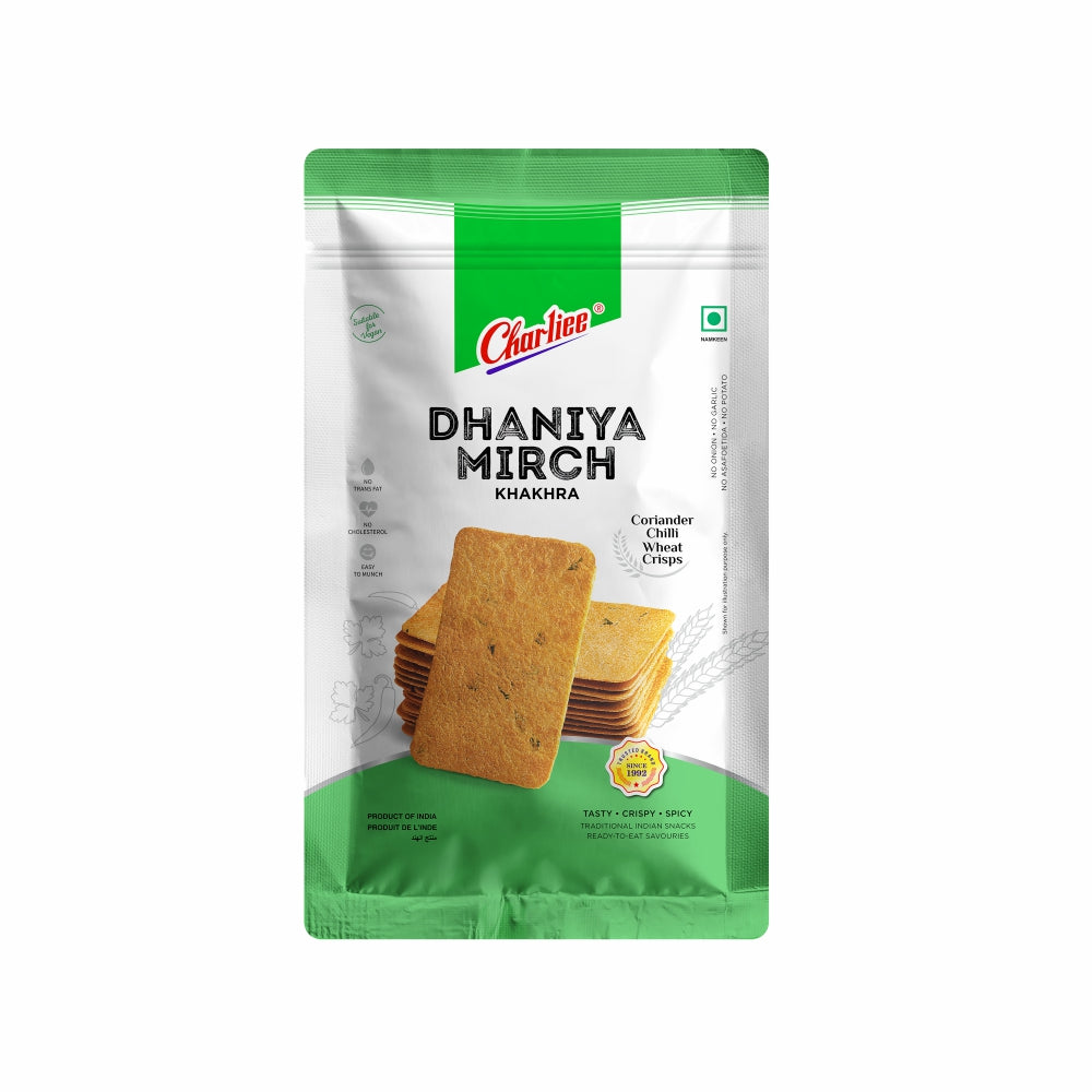 Charliee Dhaniya Mirch Khakhra 150 g - front of pack