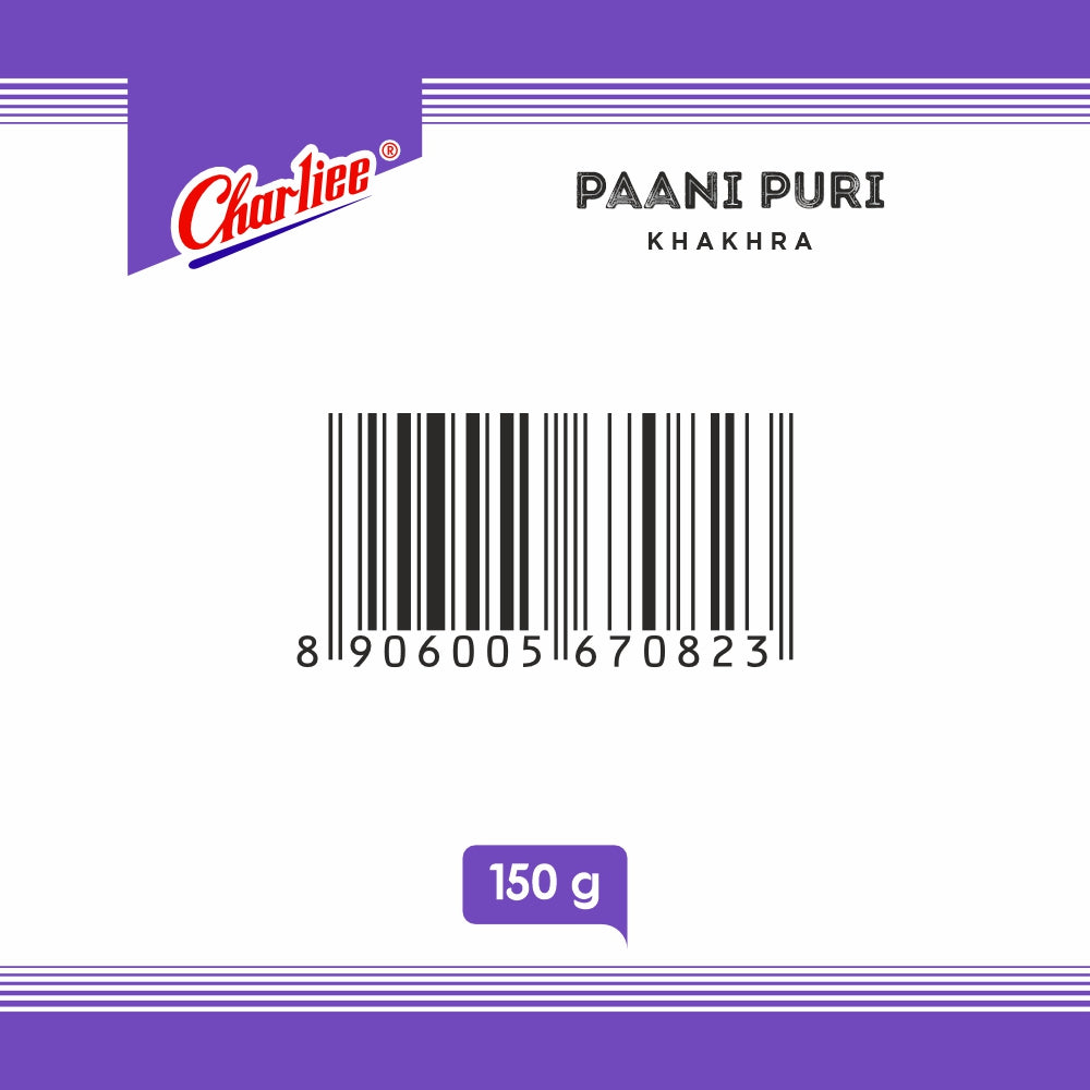 Charliee Paani Puri Khakhra 150 g - barcode