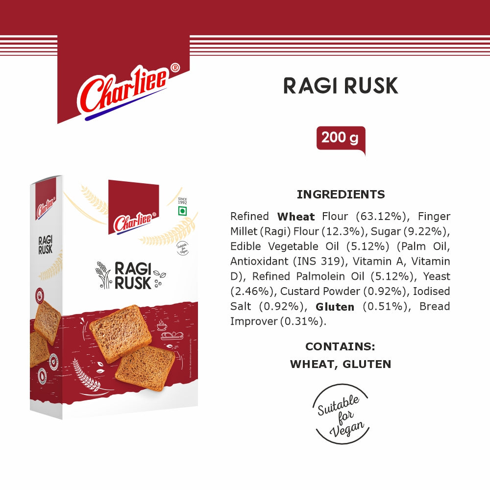 Charliee Ragi Rusk 200 g - nutrition information
