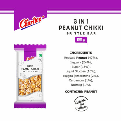 Charliee 3 in 1 Peanut Chikki 100 g - ingredients