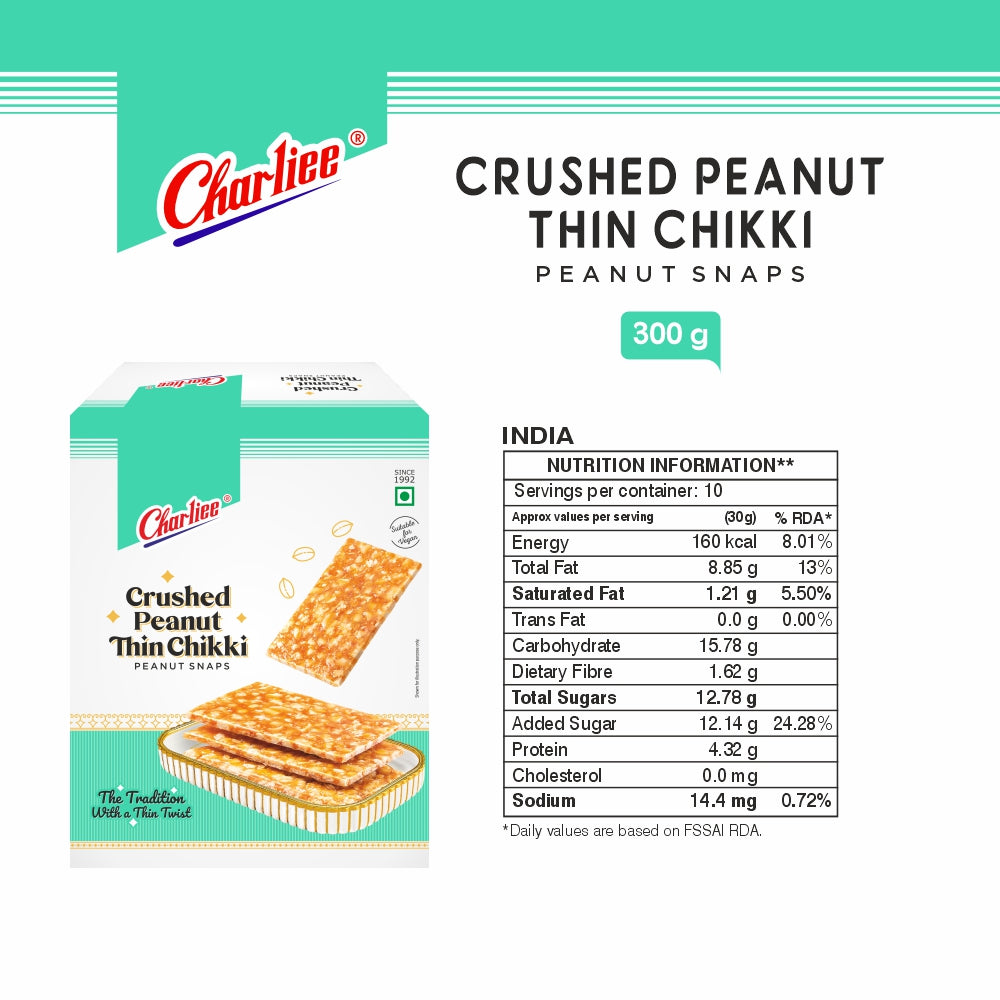 Thin Crushed Peanut Chikki 300 g - nutrition information