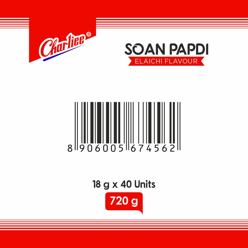 Charliee Soan Papdi Elaichi Flavour Jar - barcode