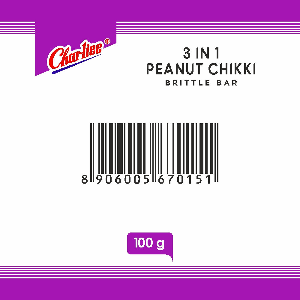 Charliee 3 in 1 Peanut Chikki 100 g - barcode