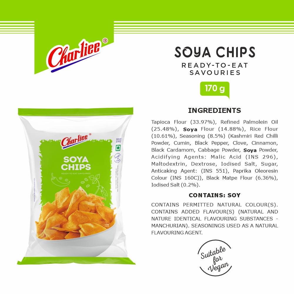 Charliee Soya Chips 170 g - ingredients