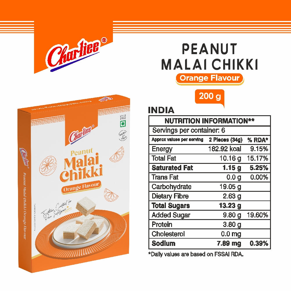 Peanut Malai Chikki Orange Flavour 200 g