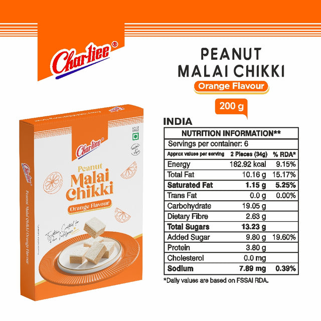 Peanut Malai Chikki Orange Flavour 200 g